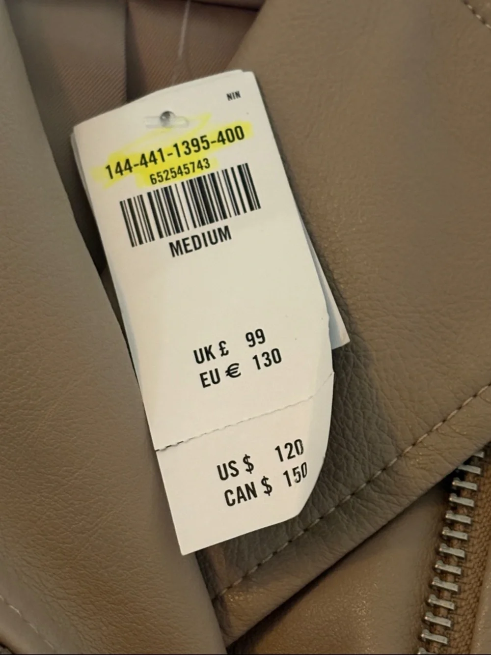 Abercrombie & Fitch Vegan Leather Moto Jacket - Taupe - Picture 9 of 10